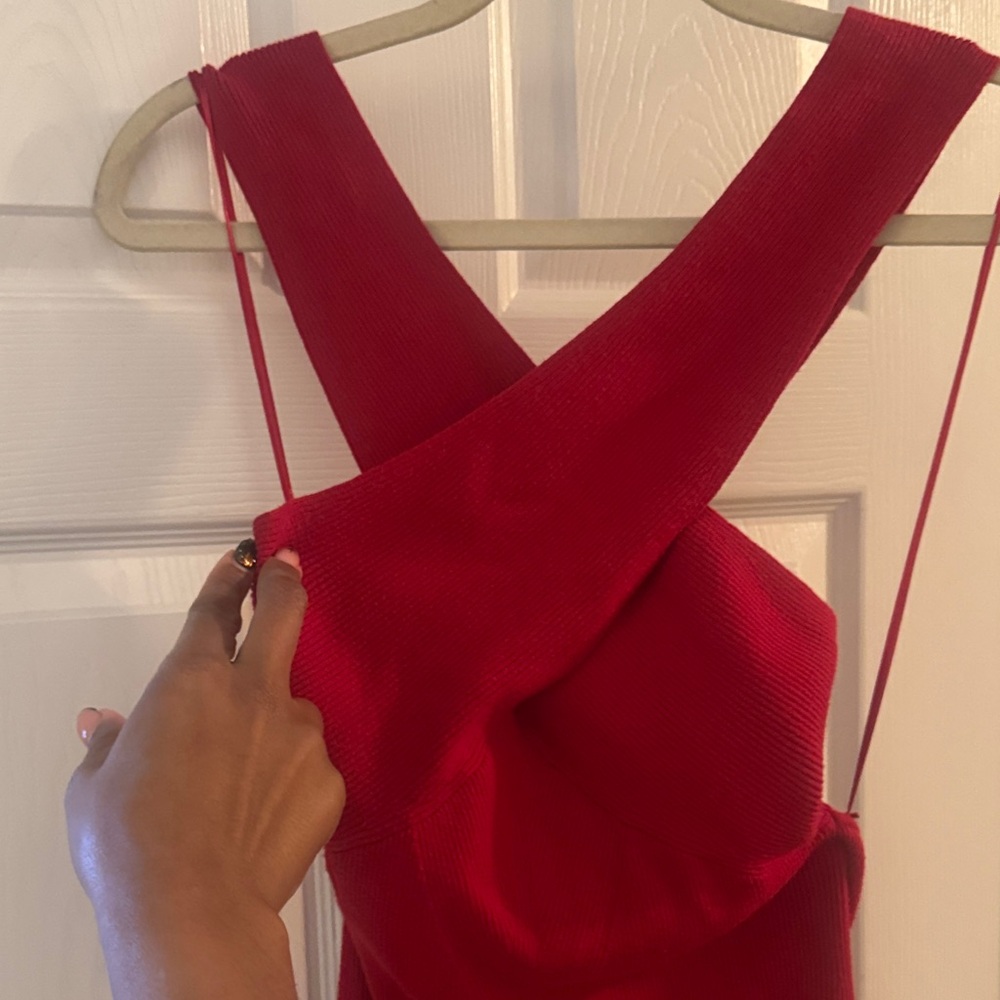 Banana Republic Bold Red Cross-Front Midi Dress - Picture 3 of 4
